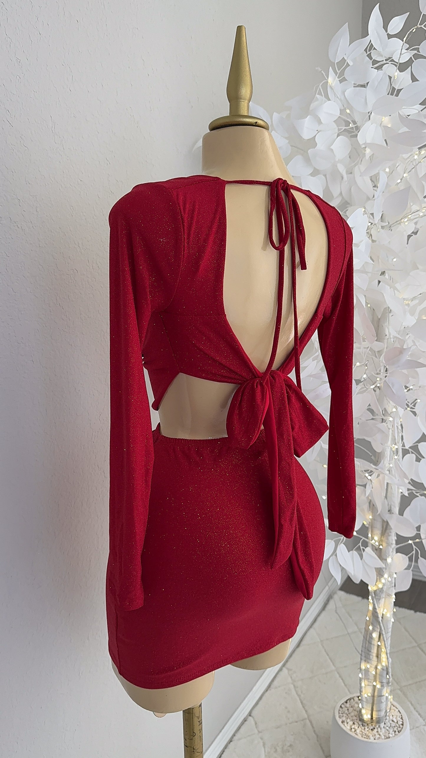 Nina Glitter Skirt Set - Red