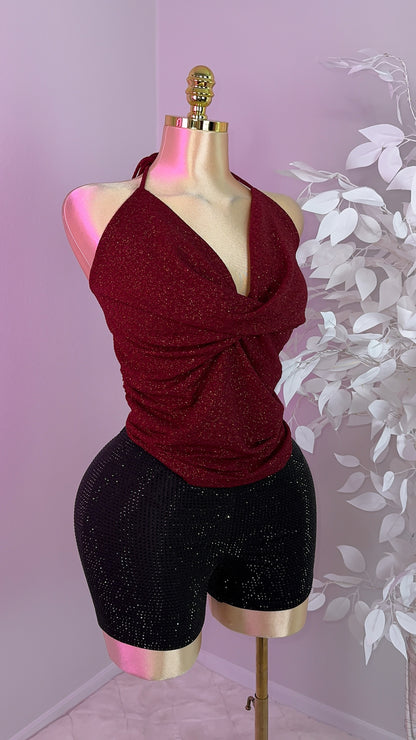 Rosalia Glitter Top - Red - Plus Size
