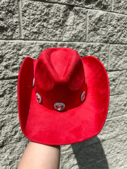Rosa Heart Western Hat - Red