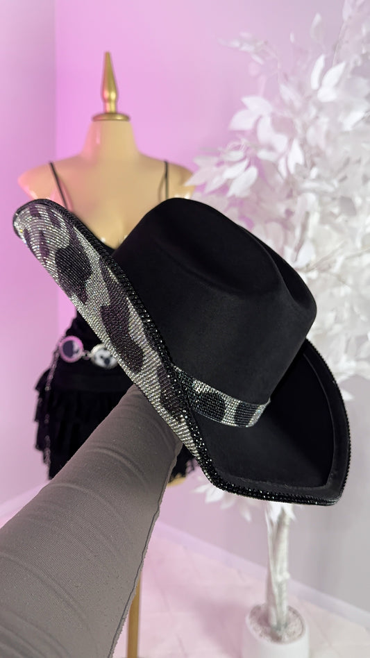 Amy Rhinestone Western Hat - Cow Print