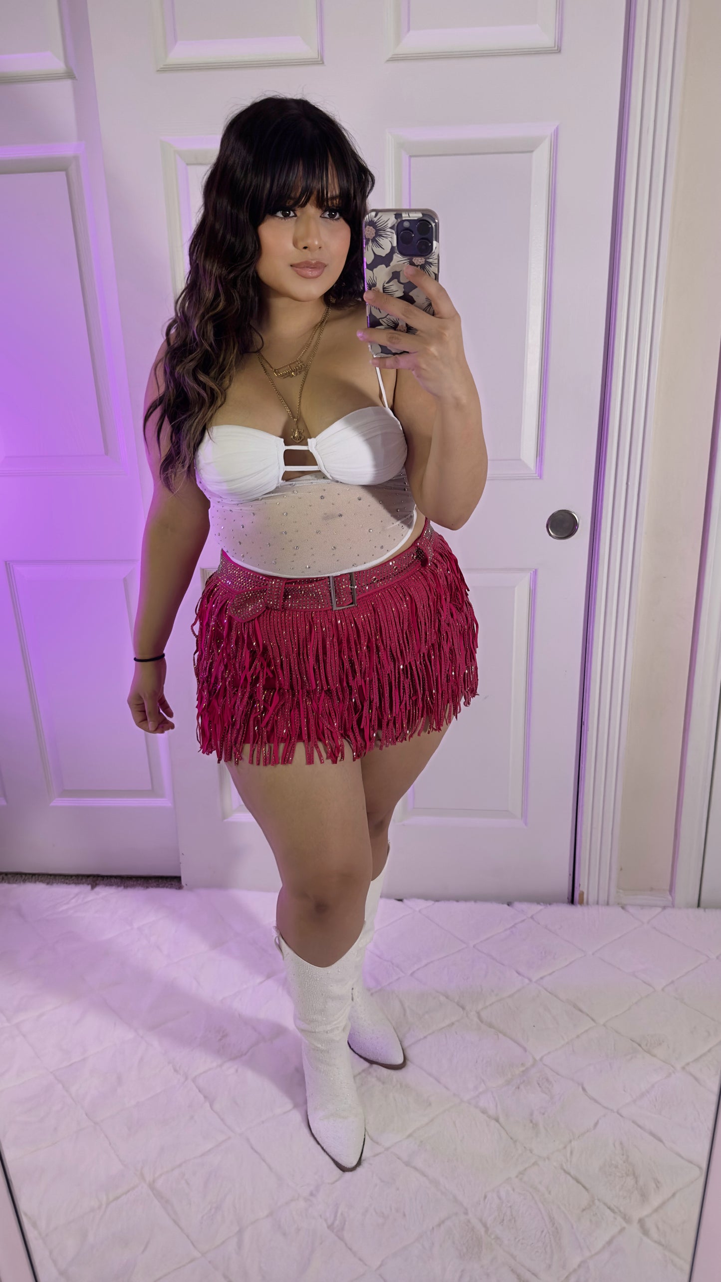 Mamiii Fringe Skort - Pink