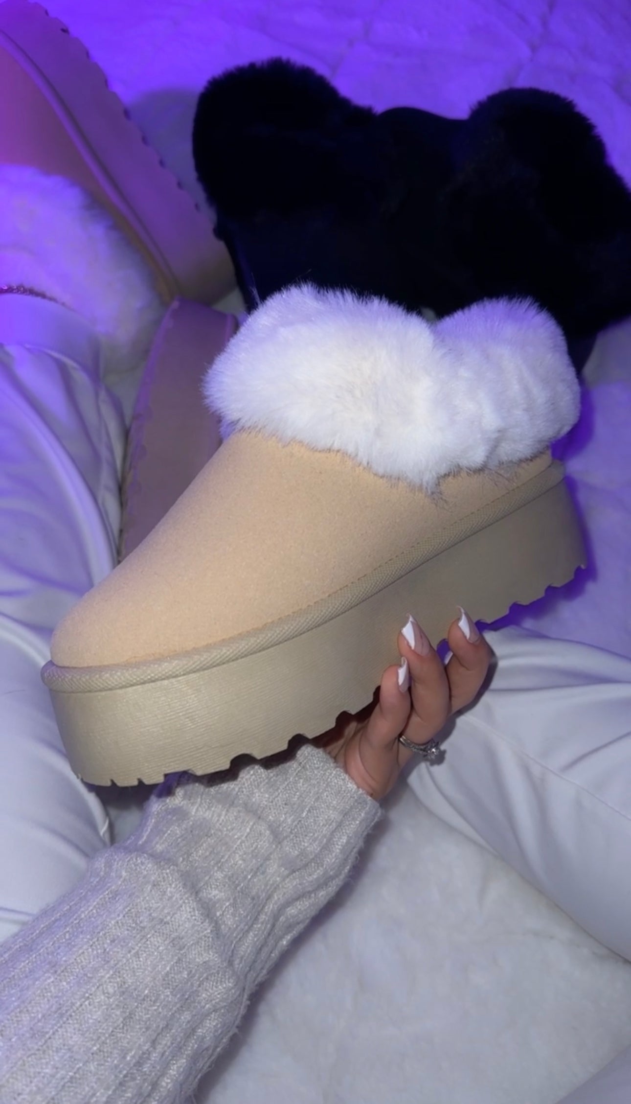 Cozy Feels Faux Fur Boots - Sand