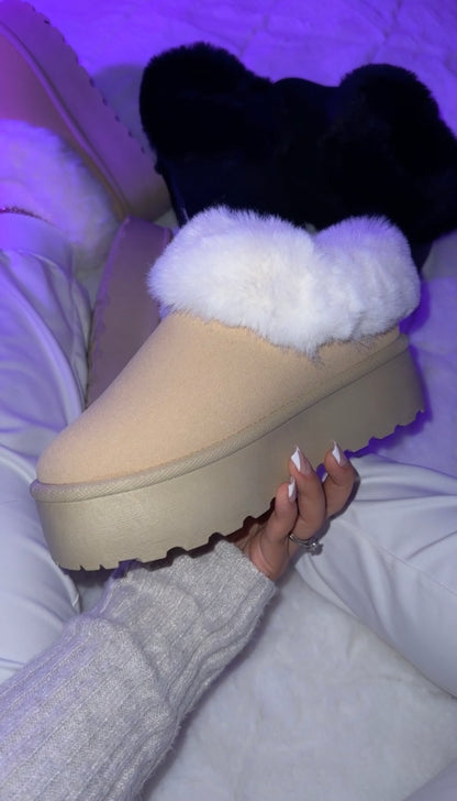 Cozy Feels Faux Fur Boots - Sand