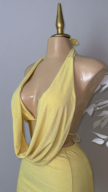 Arianna Glitter Skirt Set - Yellow