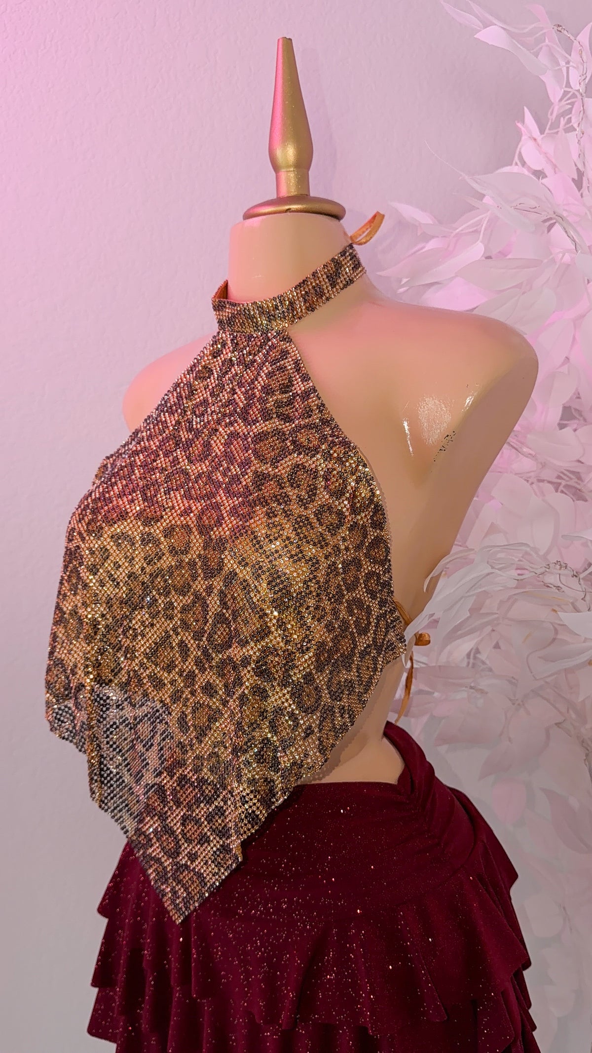 Fantasy Rhinestone Top - Leopard