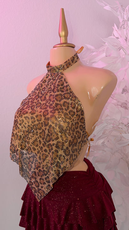 Fantasy Rhinestone Top - Leopard