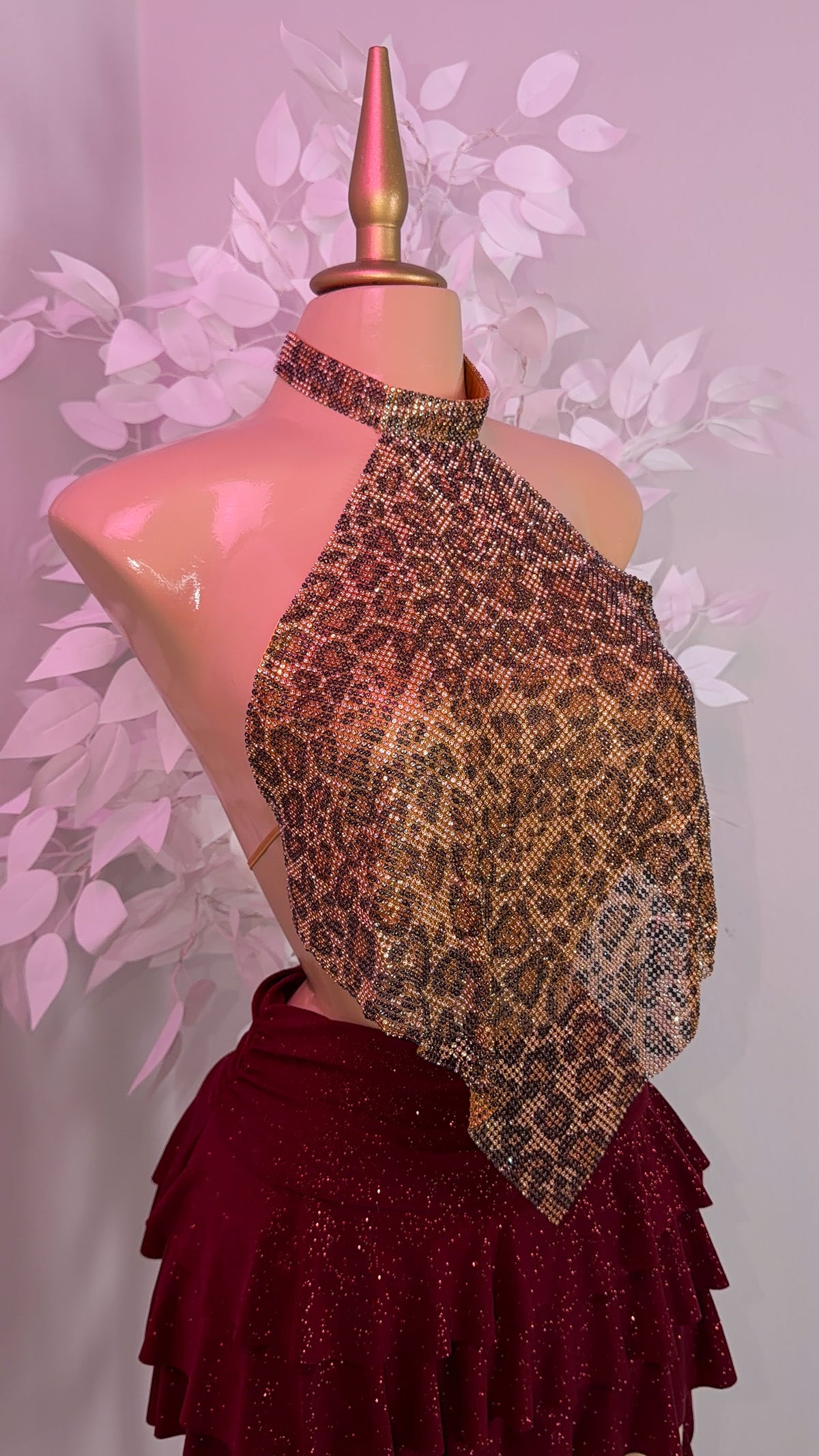 Fantasy Rhinestone Top - Leopard