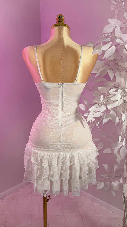 Veronica Lace Mini Dress - White