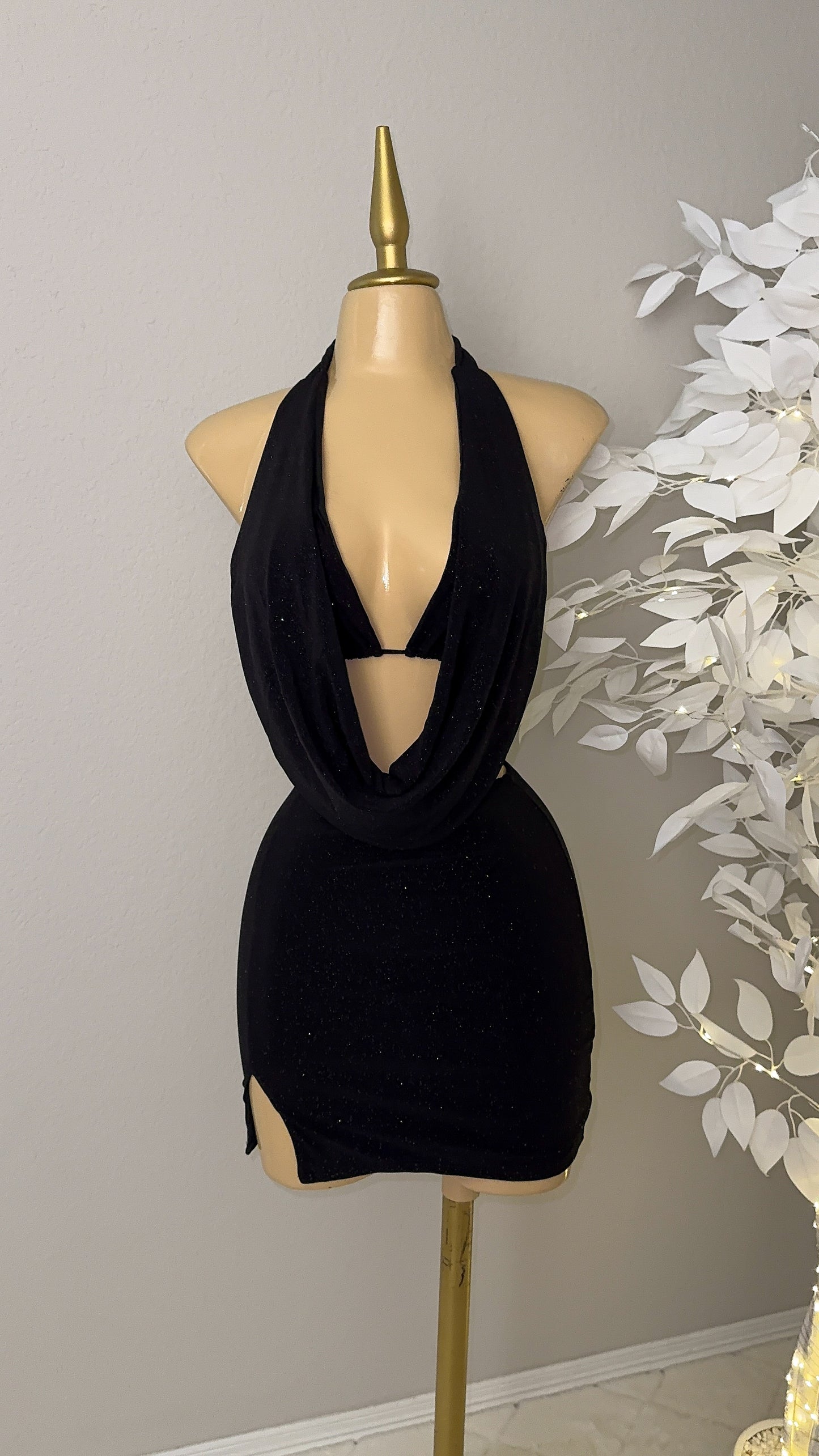 Arianna Glitter Skirt Set - Black