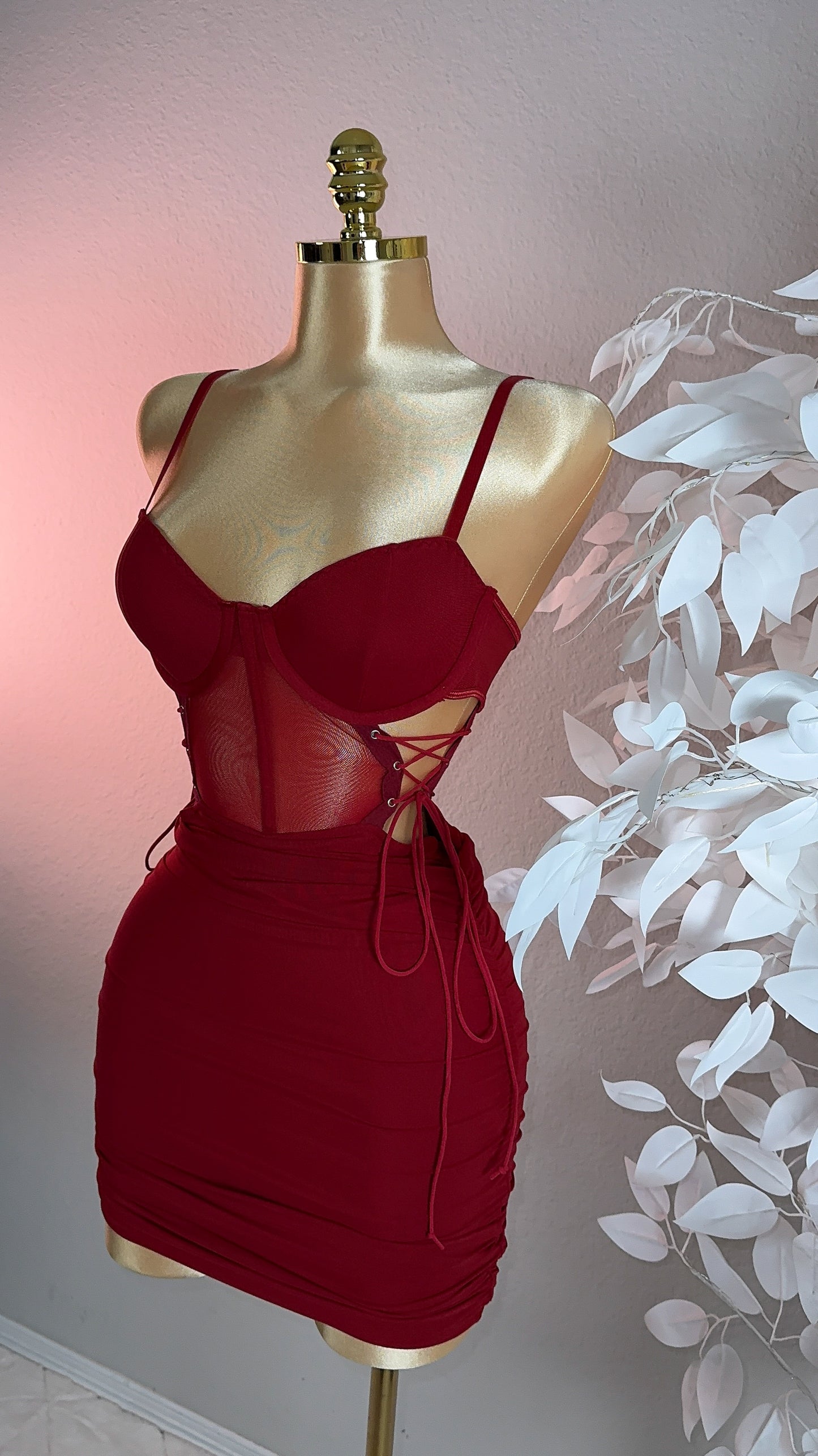 Anayeli Mini Dress - Burgundy