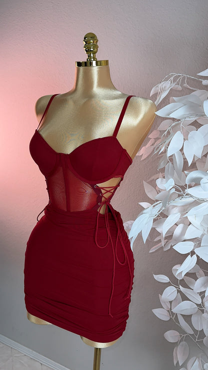 Anayeli Mini Dress - Burgundy
