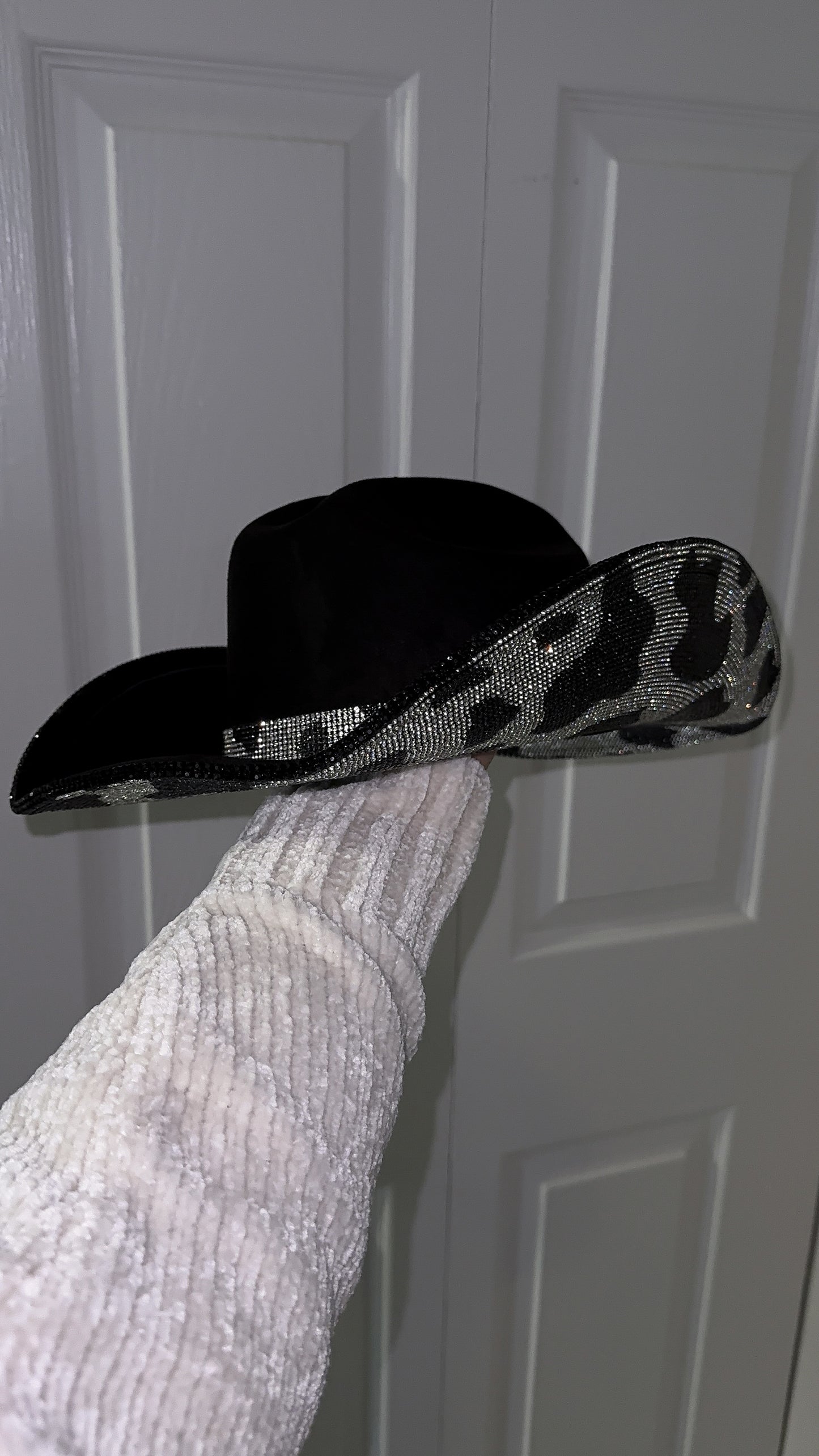 Amy Rhinestone Western Hat - Cow Print