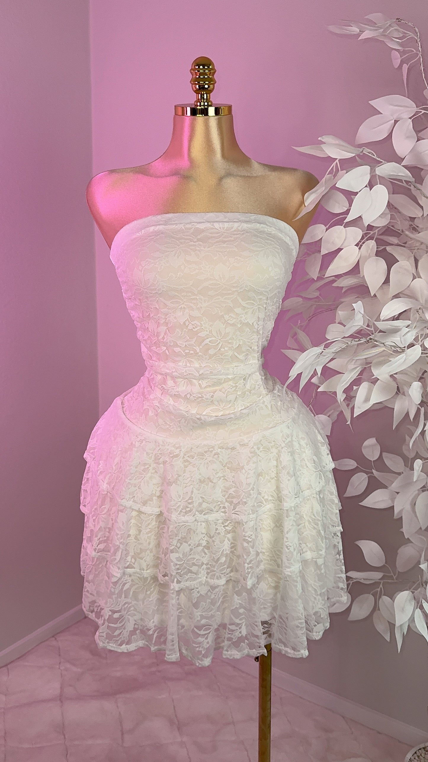 Angelica Lace Dress - White - Plus Size