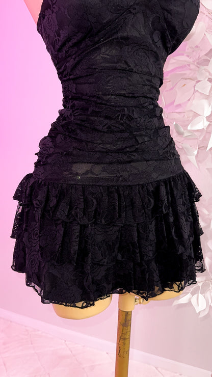 Veronica Lace Mini Dress - Black