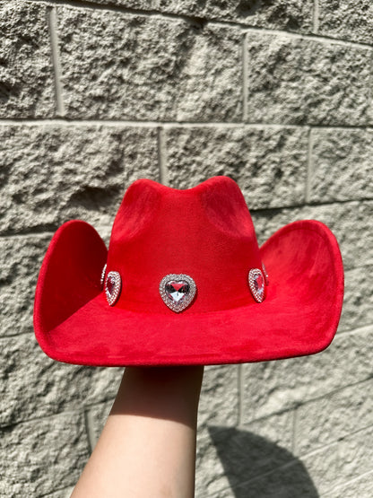 Rosa Heart Western Hat - Red