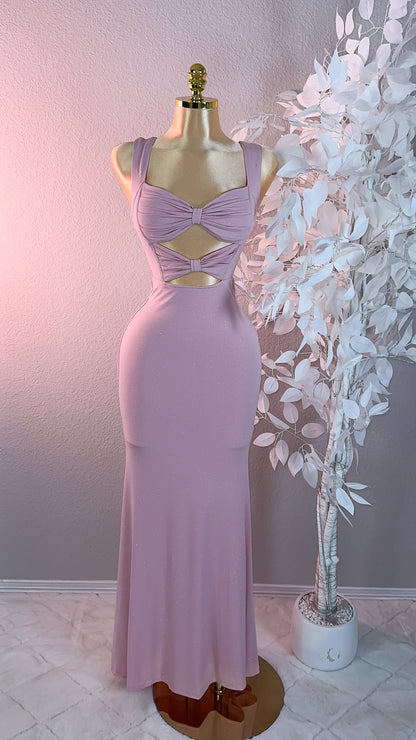 Mia Bow Glitter Maxi Dress - Pink