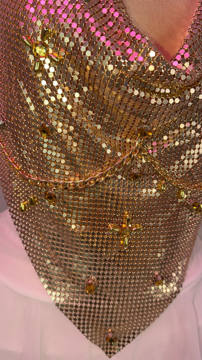 Te Olvido Metallic Top - Gold