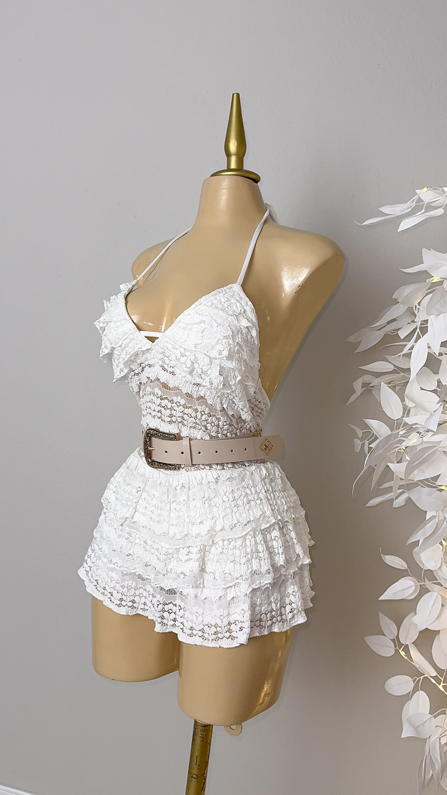 Amy Floral Buckle Belt - Ivory
