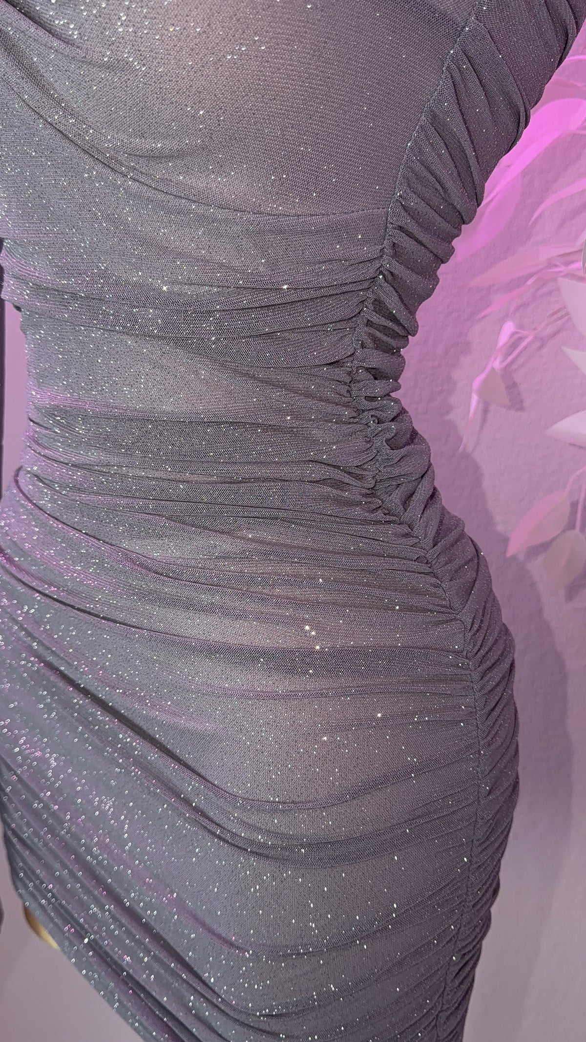 Alessia Glitter Mini Dress - Silver