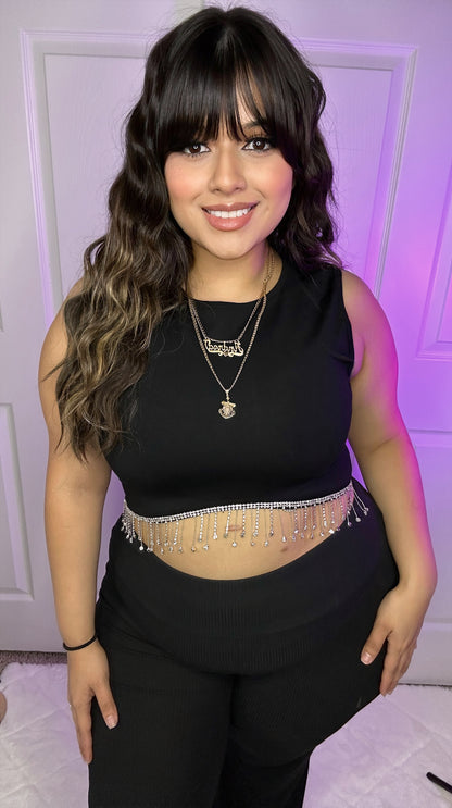 Cairo Rhinestone Top - Black