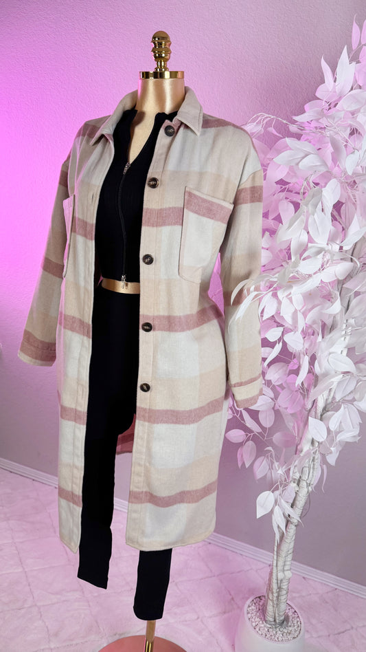 Allison Plaid Shacket - Pink
