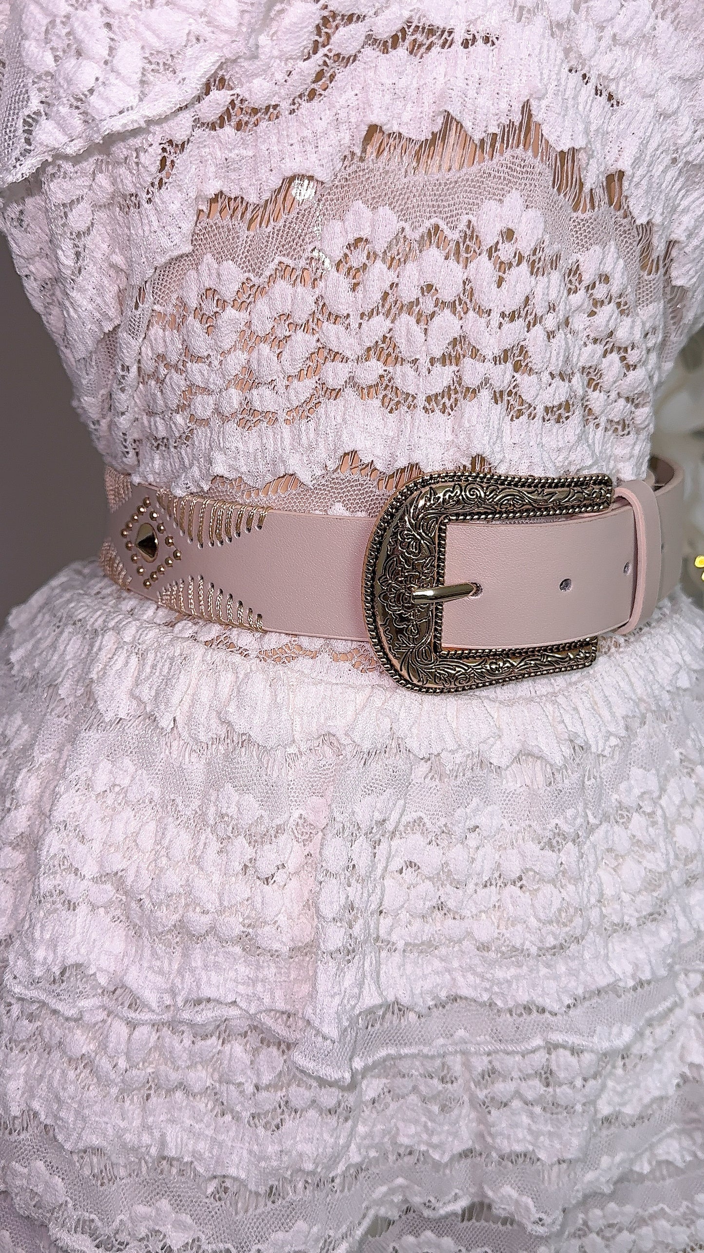 Amy Floral Buckle Belt - Ivory