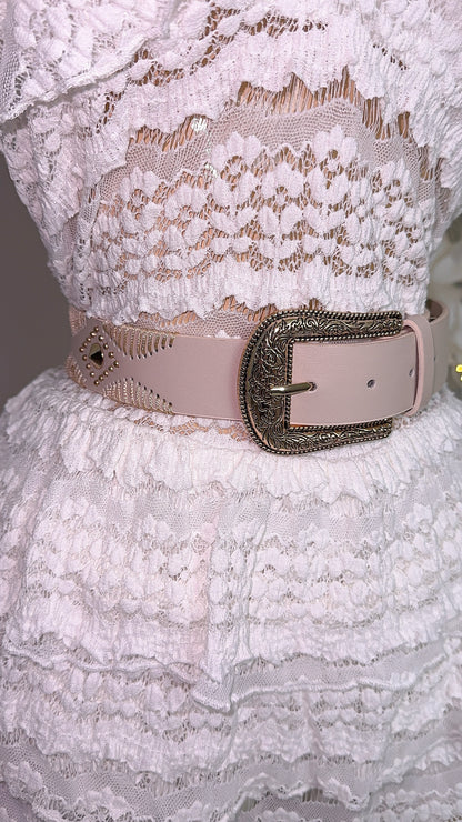 Amy Floral Buckle Belt - Ivory