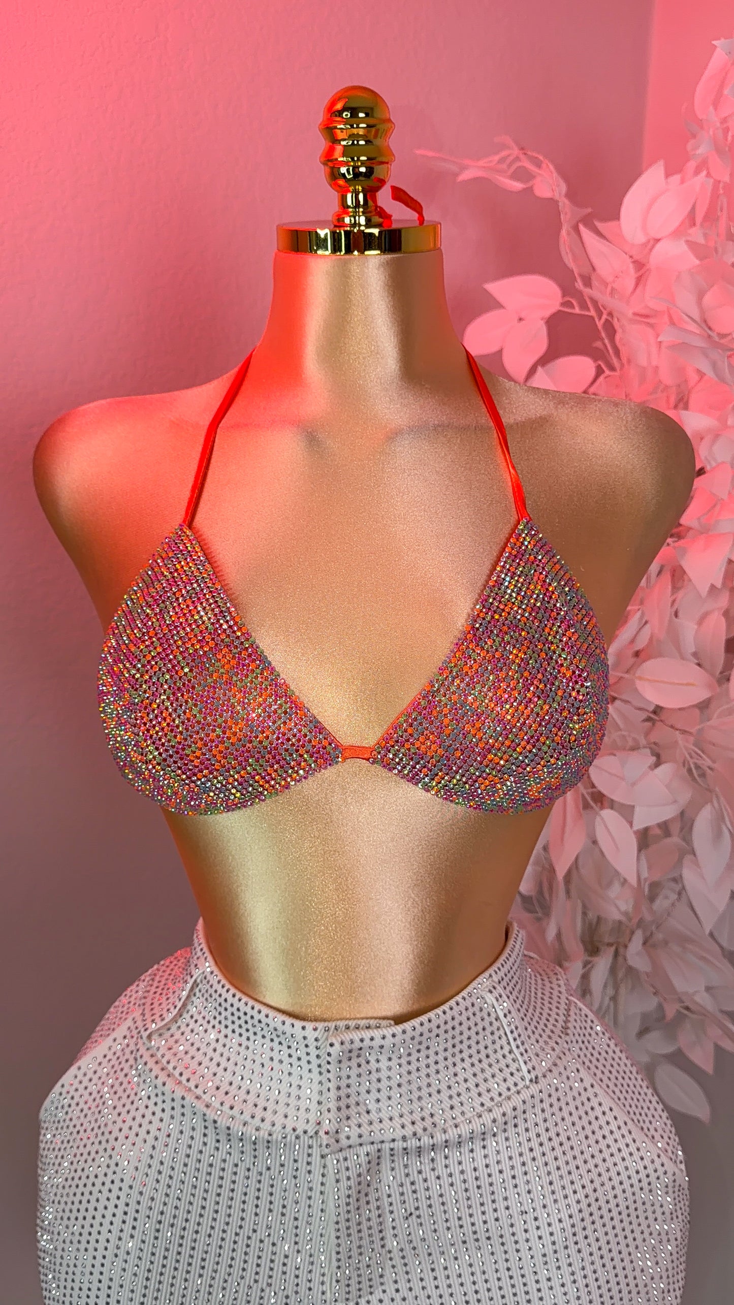 Del Cora Rhinestone Bikini Top - Multi