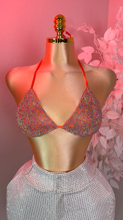 Del Cora Rhinestone Bikini Top - Multi