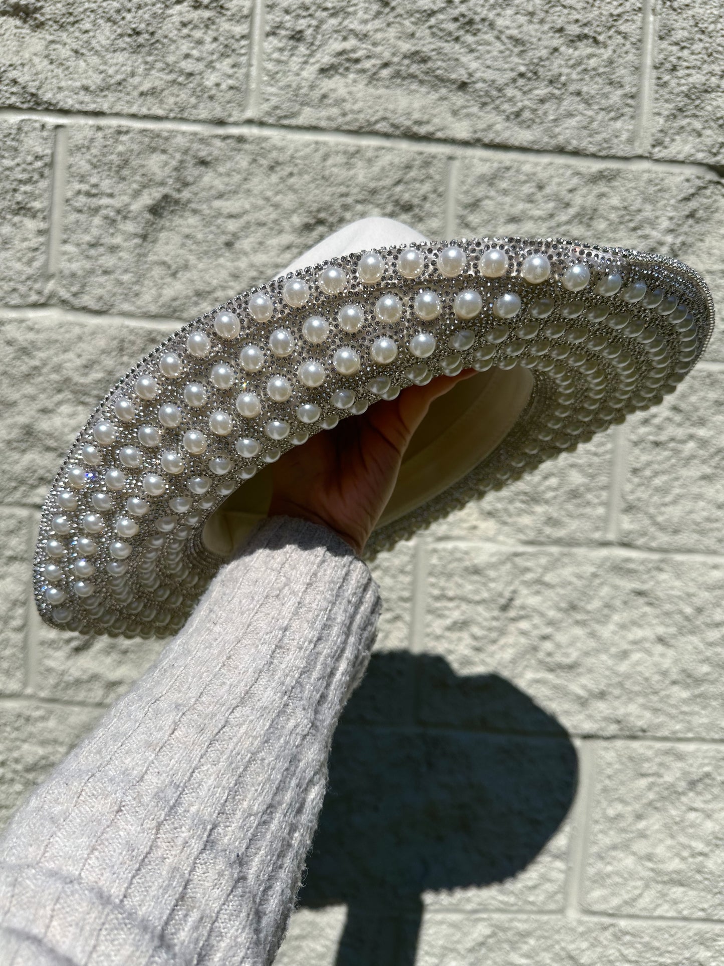 Jasmine Rhinestone/Pearl Western Hat - White