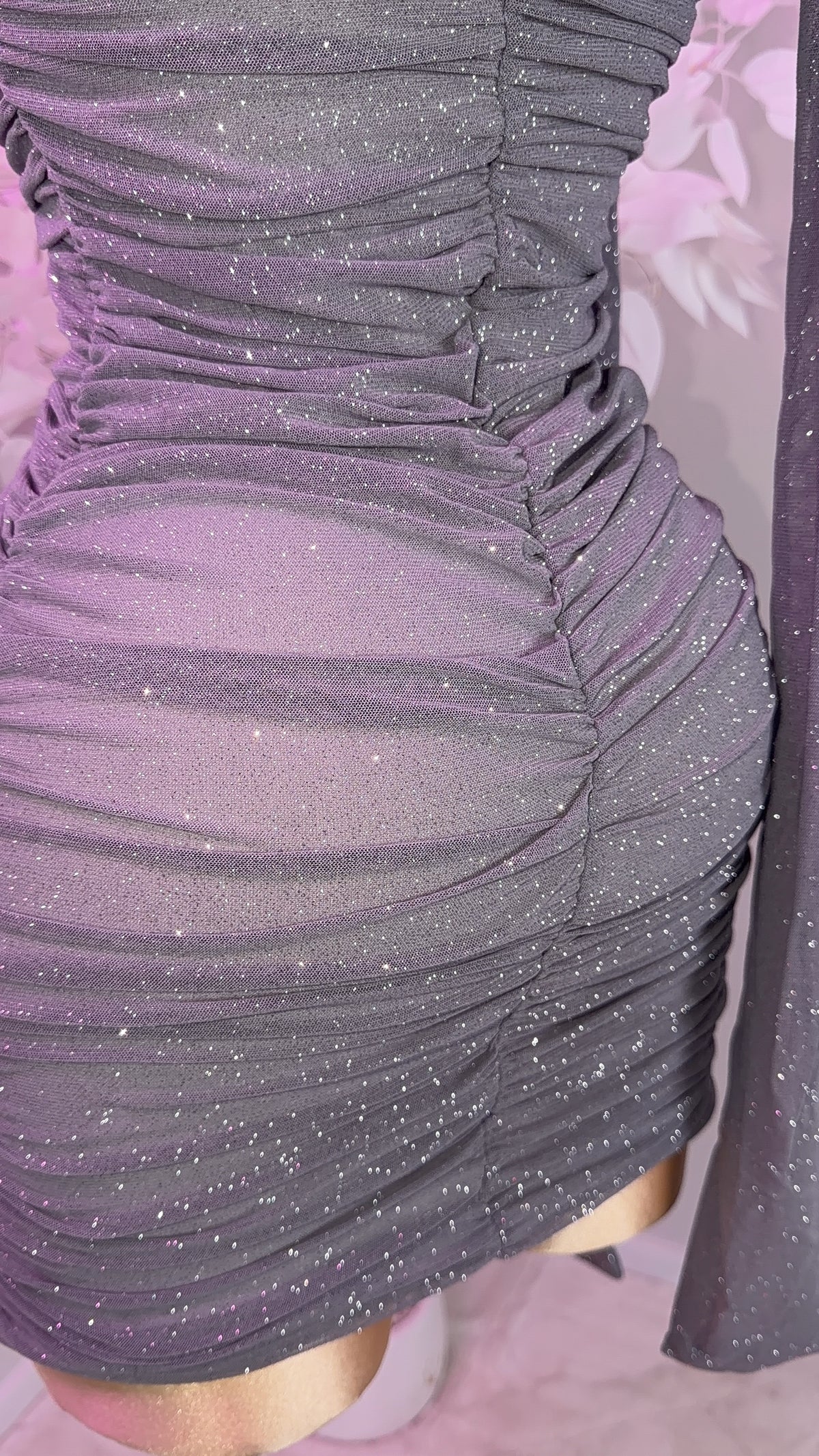 Alessia Glitter Mini Dress - Silver