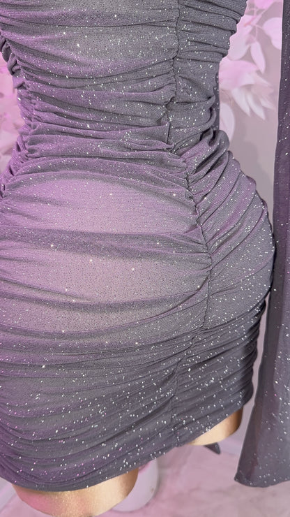 Alessia Glitter Mini Dress - Silver