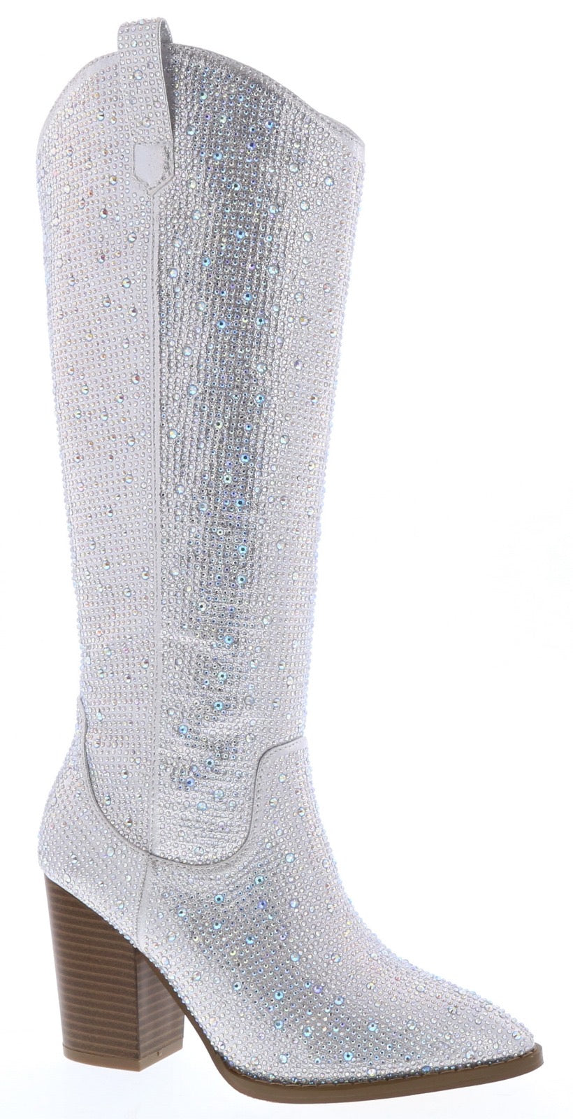Anahi Rhinestone Western Boots - Silver (RESTOCK)