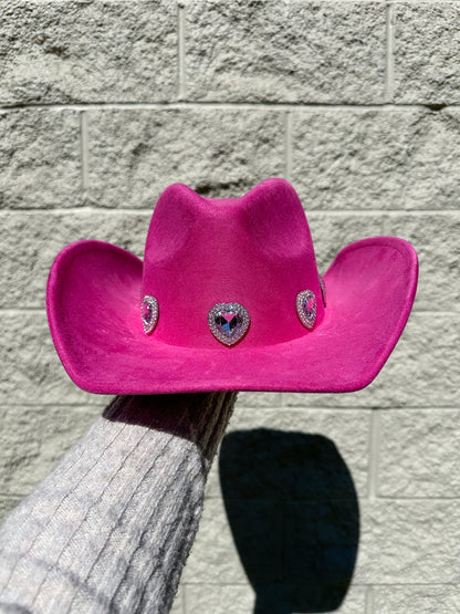 Rosa Heart Western Hat - Fuchsia 