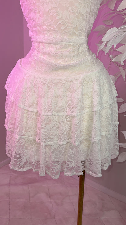 Angelica Lace Dress - White - Plus Size