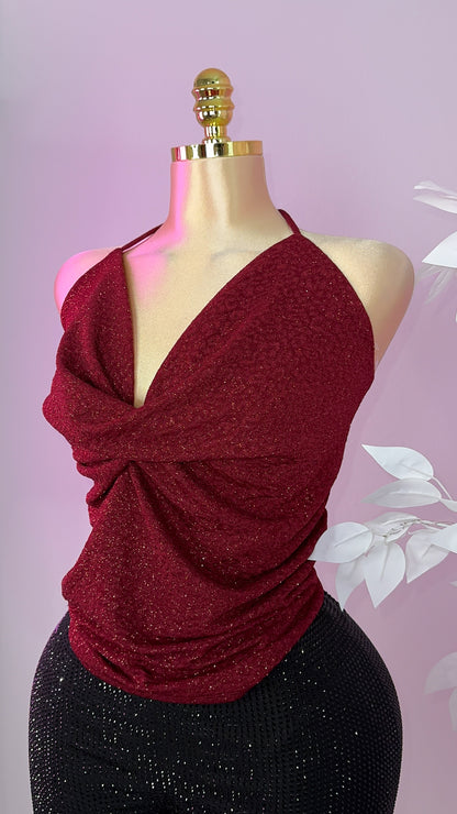 Rosalia Glitter Top - Red - Plus Size
