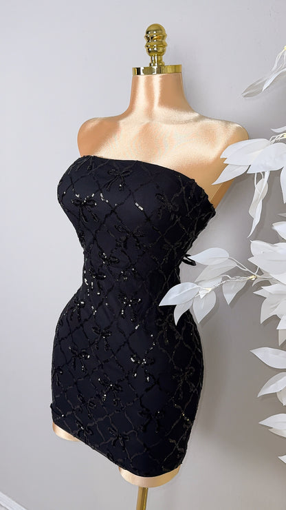 Esme Sequin Coquette Dress - Black