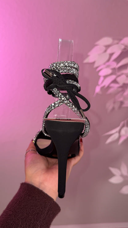 Nikki Rhinestone Heels - Black