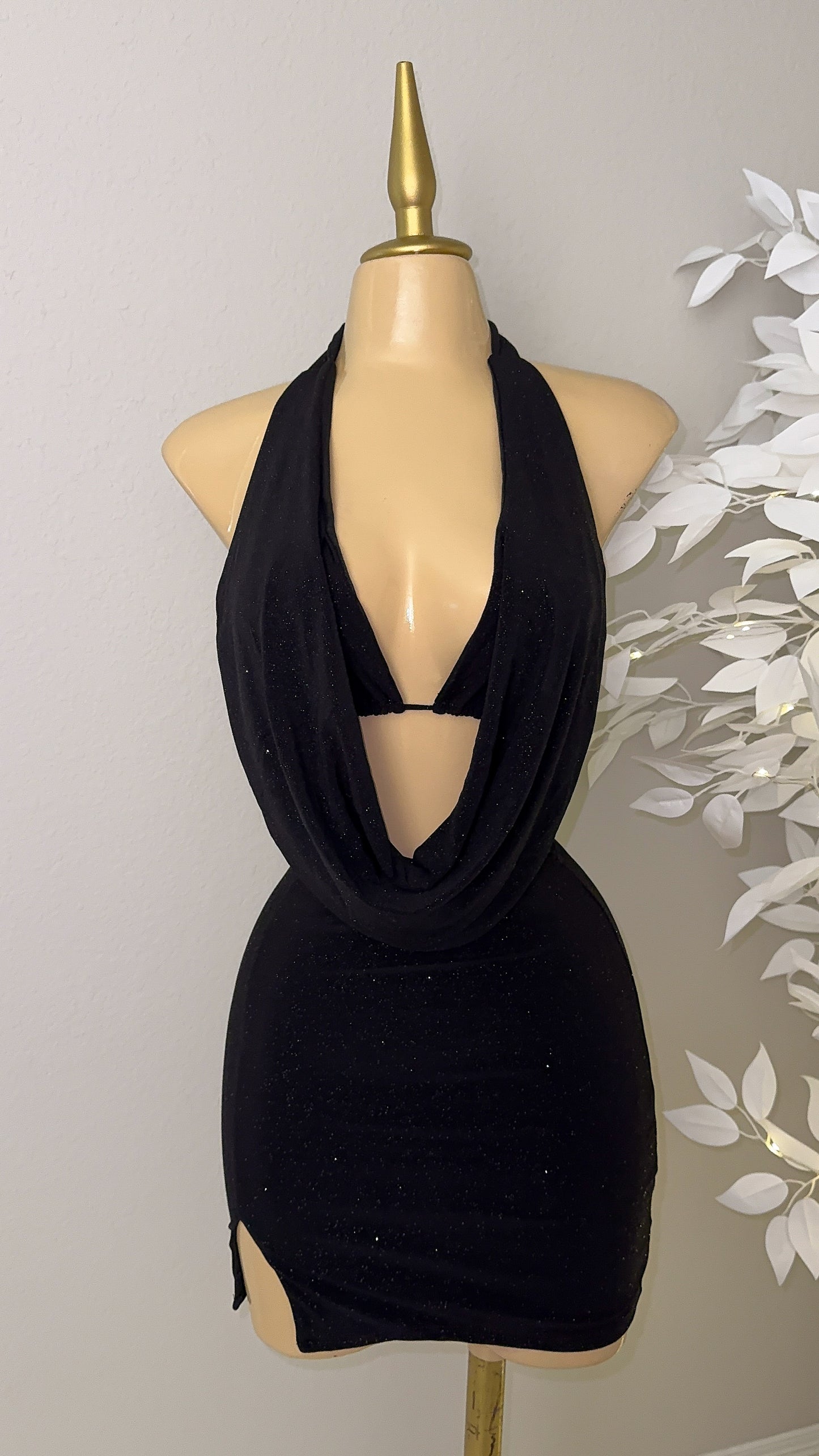 Arianna Glitter Skirt Set - Black
