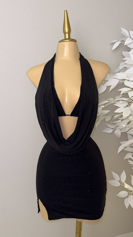 Arianna Glitter Skirt Set - Black