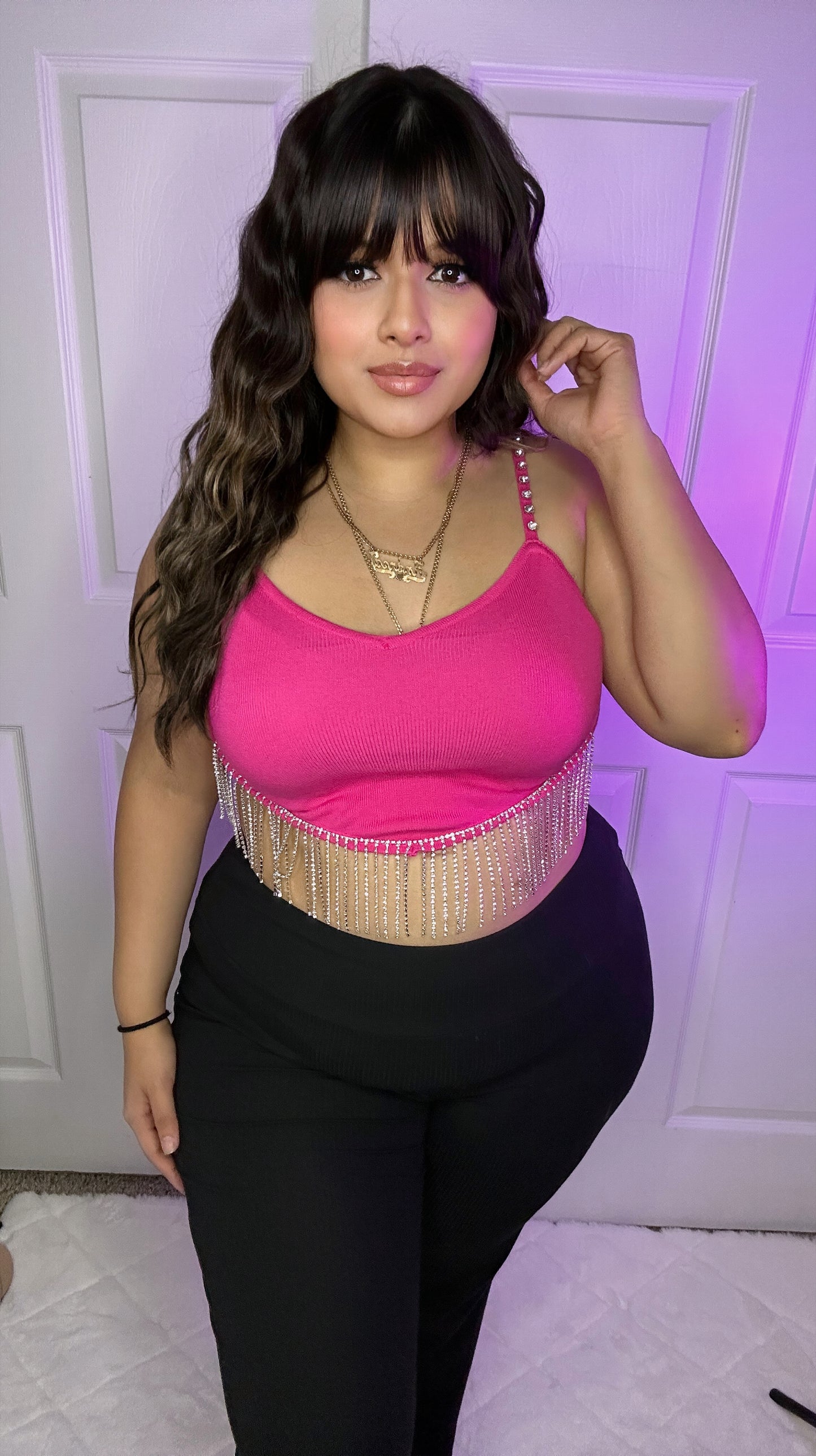 Rebelde Rhinestone Top - Pink
