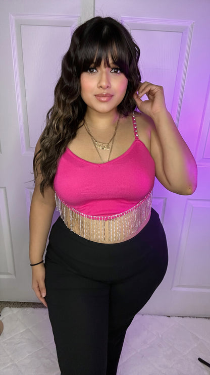 Rebelde Rhinestone Top - Pink