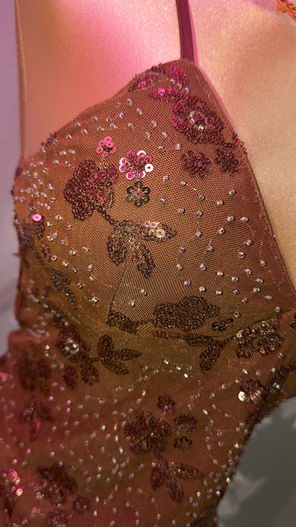 Ari Beaded Skirt Set - Brown (Built In Shorts)