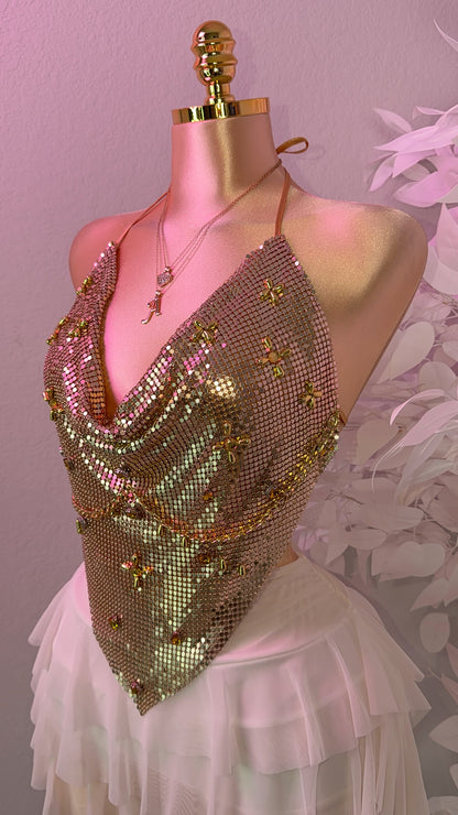 Te Olvido Metallic Top - Gold