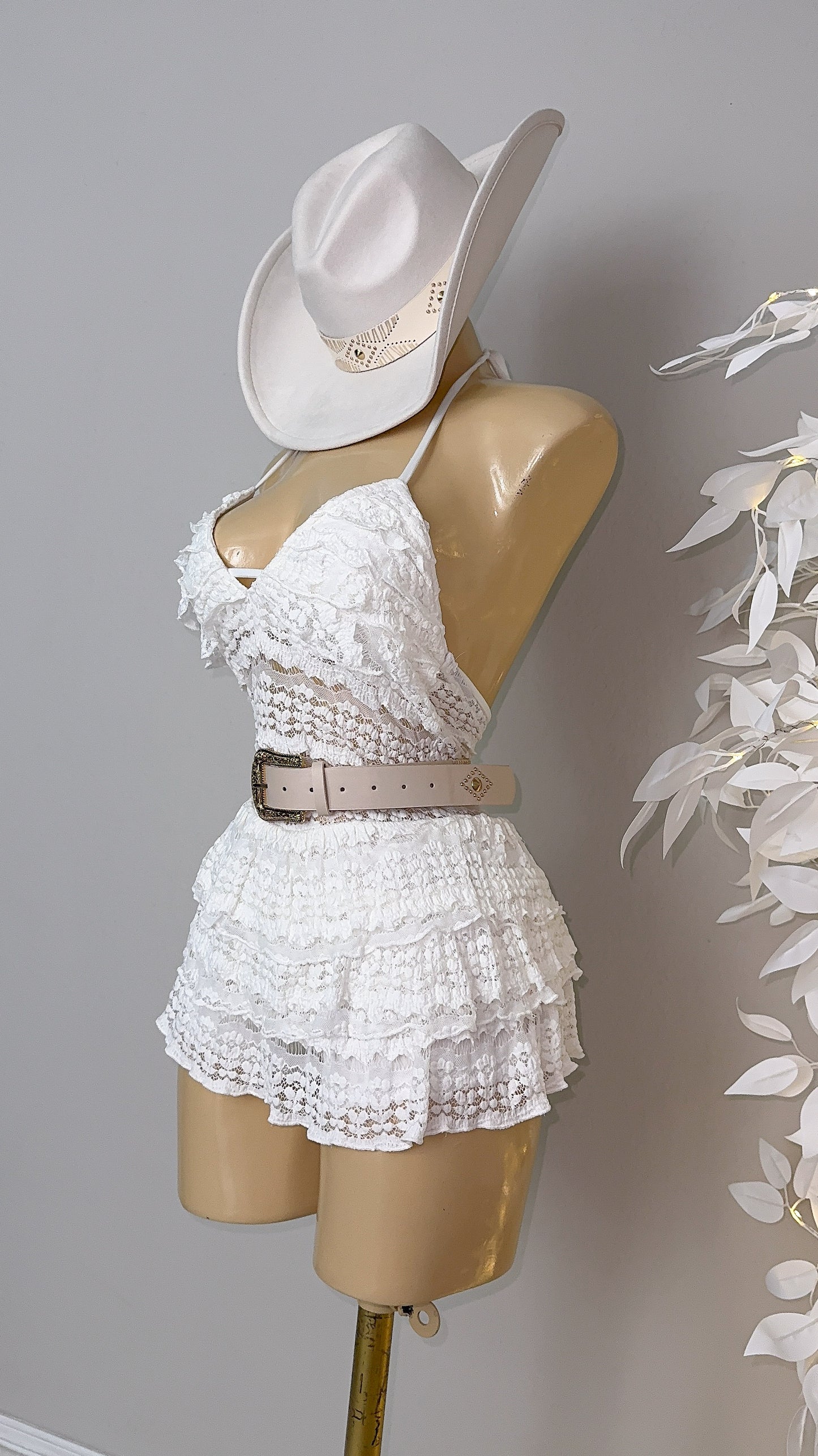 Amy Floral Buckle Belt - Ivory