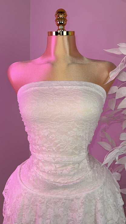 Angelica Lace Dress - White - Plus Size