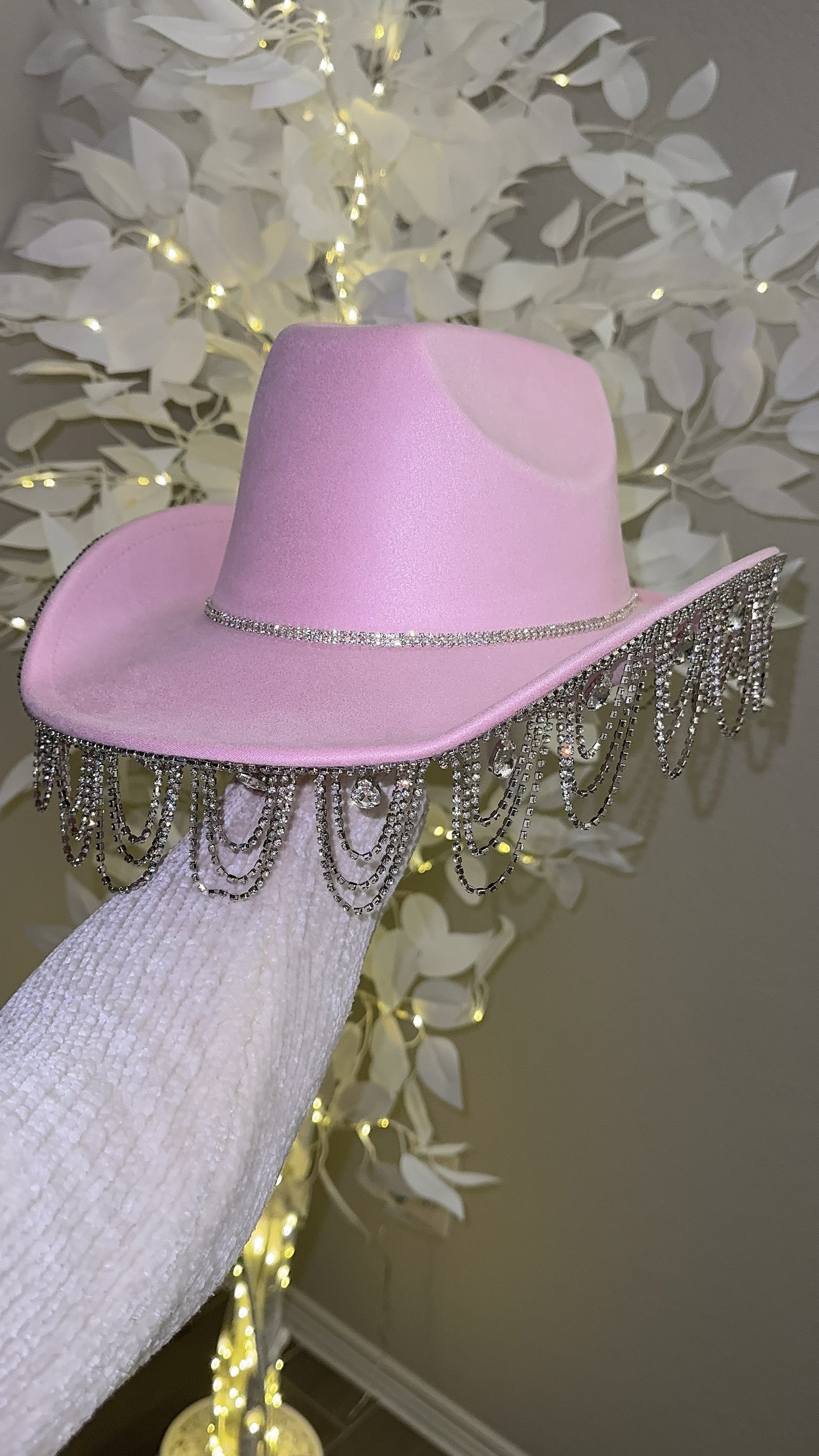 Lola Rhinestone Western Hat - Baby Pink