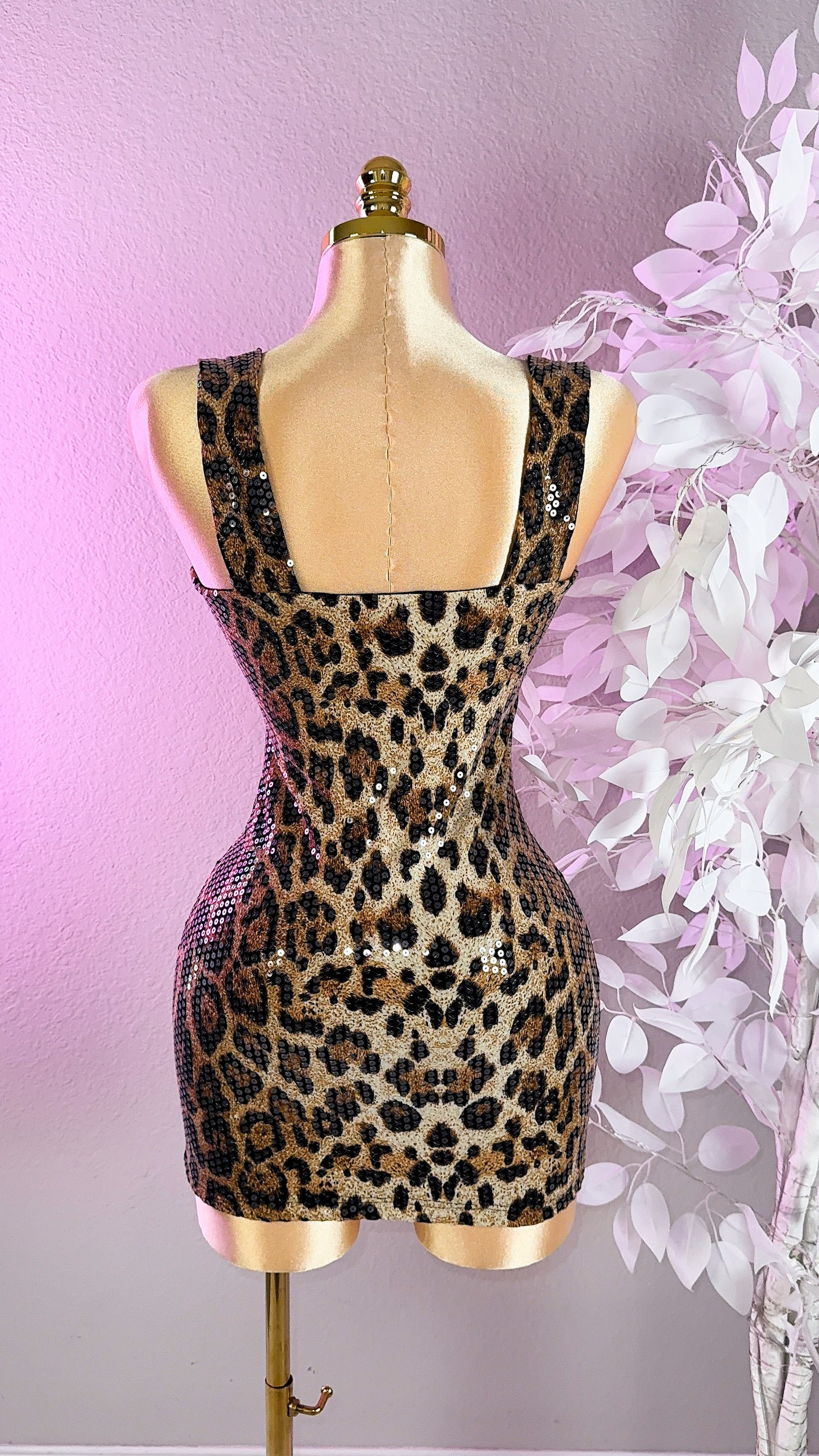 Angelina Sequin Cheetah Dress
