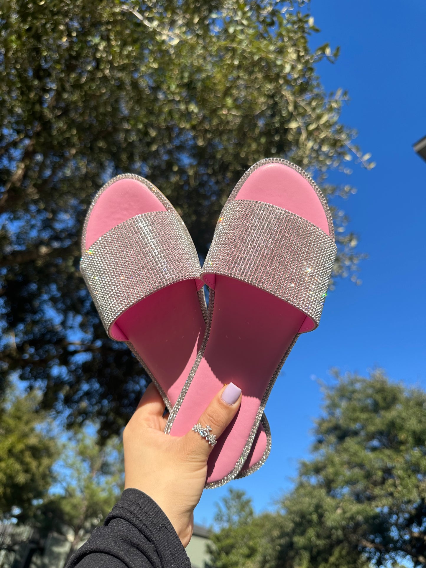 Amelia Rhinestone Sandals - Pink