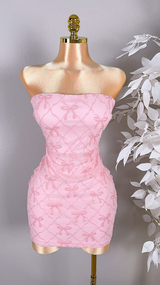Esme Sequin Coquette Dress - Pink